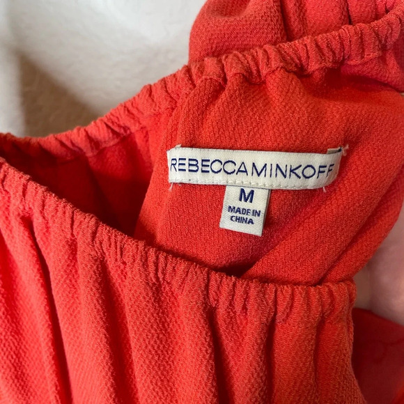 Rebecca Minkoff Rita One Shoulder Embroidered Coral Top Blouse Size Medium - Picture 5 of 8